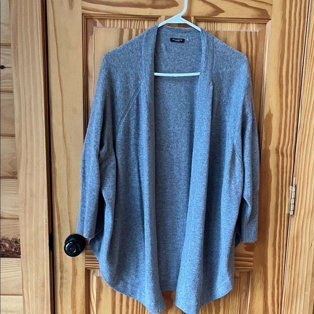 100% Cashmere Gray Open Front Women's Sweater